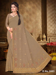 Set of 8 Sarees - Chiku Special Pure Cotton Embroidered Saree