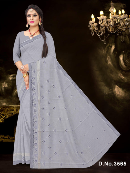 Set of 8 Sarees - Waterfall Pure Cotton Embroidered Saree