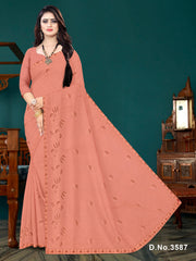 Set of 8 Sarees - Rose Gold Pure Cotton Embroidered Saree
