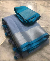 B2B Price Linen Cotton Plain Saree