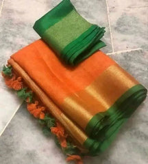 B2B Price Linen Cotton Plain Saree