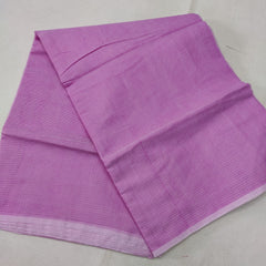 A folded blue Kota cotton plain saree with a solid pattern, displayed on a white background.