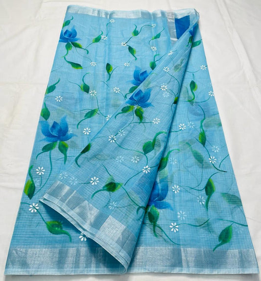 Wholesale Quantity Kota Linen Hand Painted Saree