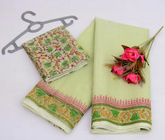 Wholesale Price Block Printed Kota Cotton Mix Saree