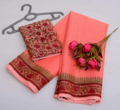 Wholesale Price Block Printed Kota Cotton Mix Saree