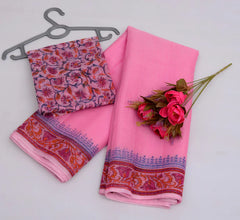 Wholesale Price Block Printed Kota Cotton Mix Saree