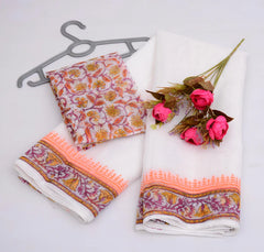 Wholesale Price Block Printed Kota Cotton Mix Saree