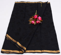 Wholesale Quantity Pure Cotton Kota Embroidered Saree - Black Color Order Sample