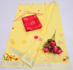 Bulk Quantity Embroidered Work Kota Cotton Mix Saree