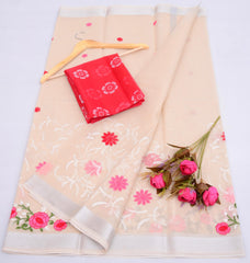 Bulk Quantity Embroidered Work Kota Cotton Mix Saree