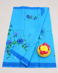 Wholesale Quantity Hand Painted Pure Cotton Kota Saree - Blue Color