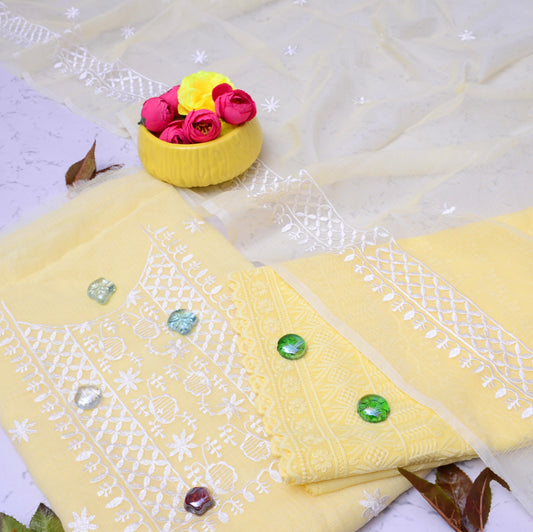 Wholesale Quantity Kota Cotton Unstitched Suit With Embroidery Work