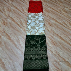 Bulk Quantity Banarasi Dupion Silk Zari Woven Saree (MOQ 10 Sarees) - Tri Color for Independance Day
