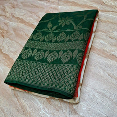 Bulk Quantity Banarasi Dupion Silk Zari Woven Saree (MOQ 10 Sarees) - Tri Color for Independance Day