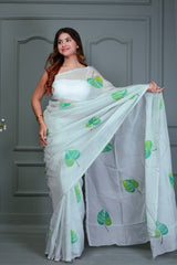 Wholesale Quantity Organza Saree With Hand Painted Design