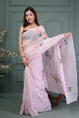 Bulk Price Silk Organza Saree with Hand-Painted Design
