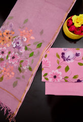 Bulk Quantity Pure Cotton Hand Painted Dress Material With Kota Doria Dupatta