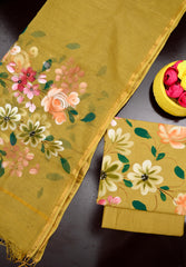 Bulk Quantity Pure Cotton Hand Painted Dress Material With Kota Doria Dupatta Order Sample