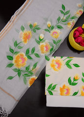 Bulk Quantity Pure Cotton Hand Painted Dress Material With Kota Doria Dupatta Order Sample