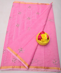 Wholesale Quantity Kota Doria Traditional Embroidery Sarees - Pink Color
