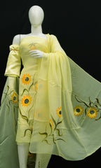 Bulk Price Organza Hand-Painted Dress Material