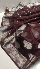 Bulk Quantity Semi Chiffon Georgette Silk Saree with Silver Zari Work and Blouse