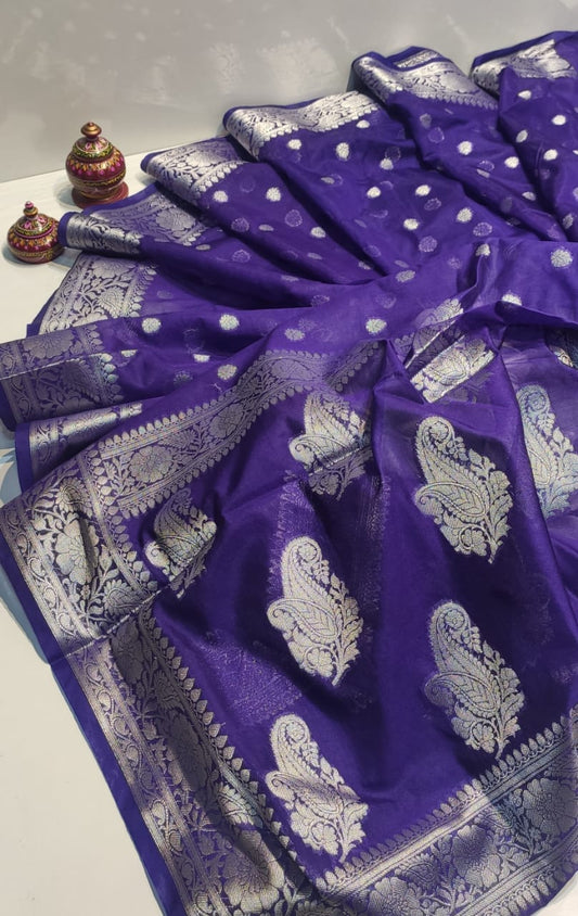 Bulk Quantity Semi Chiffon Georgette Silk Saree with Silver Zari Work and Blouse