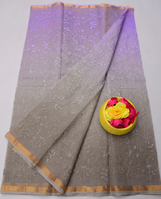 Wholesale Price Kota Doria Pure Cotton Saree with All Over Embroidery