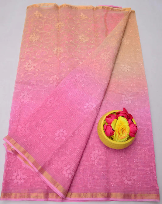 Wholesale Price Pure Cotton Kota Saree with All Over Embroidery