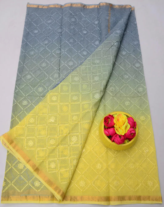 Bulk Quantity Kota Doria Pure Cotton Saree with All-Over Embroidery Work