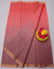 Wholesale Quantity Pure Cotton Kota Doria Saree with All-Over Embroidery - Yellow and Purple Color