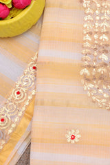 Wholesale Price Designer Gota Patti Dress Material in Kota Doria Fabric