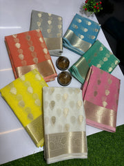 Wholesale Price Banarasi Kora Organza Silk Saree with Zari Work