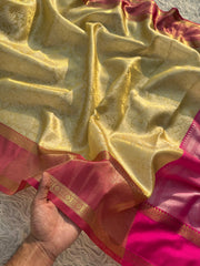 Bulk Quantity Banarasi Tissue Silk Saree Golden Color