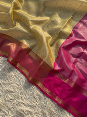 Bulk Quantity Banarasi Tissue Silk Saree Golden Color