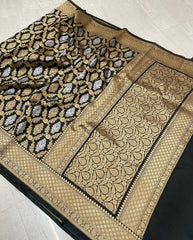 Bulk Quantity Banarasi Semi Katan Silk Saree Black Color