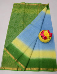 Wholesale Quantity All Over Embroidery Kota Doria Pure Cotton Saree - Red & Yellow Color