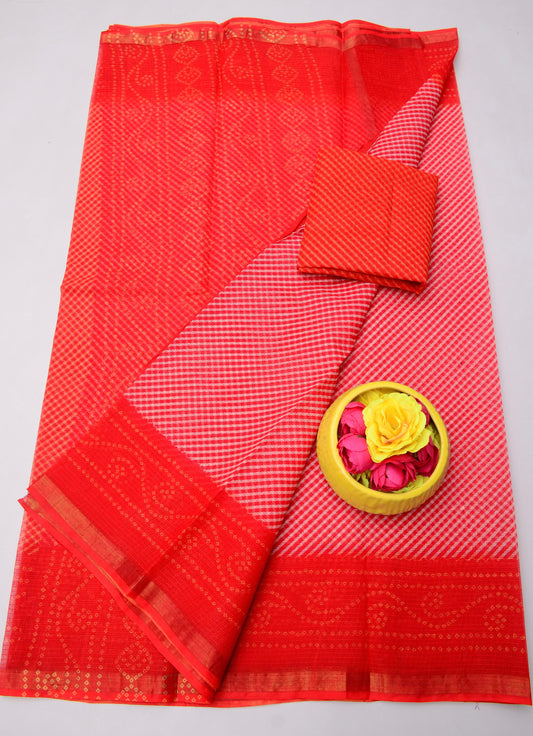 Bulk Quantity Printed Kota Doria Pure Cotton Saree