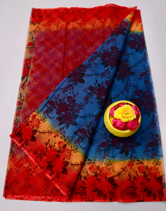 Wholesale Quantity Printed Pure Cotton Kota Doria Saree