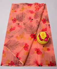 Wholesale Quantity Kota Doria Pure Cotton Floral Printed Saree - Peachy Pink Color