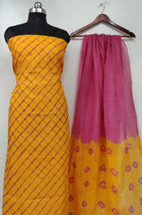 Wholesale Quantity Tie Dye Pure Cotton Kota Doria Suit With Dupatta