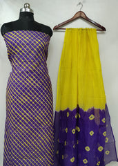 Wholesale Quantity Tie Dye Pure Cotton Kota Doria Suit With Dupatta