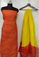 Wholesale Quantity Tie Dye Pure Cotton Kota Doria Suit With Dupatta