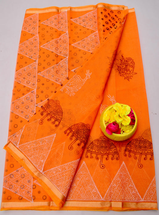 Wholesale Quantity Kota Doria Hand Block Printed Saree