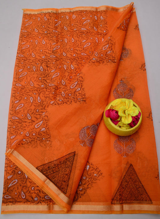 Wholesale Price Hand Block Printed Kota Doria Saree