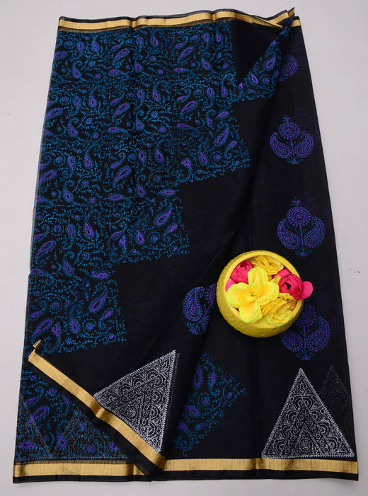 Wholesale Price Hand Block Printed Kota Doria Saree