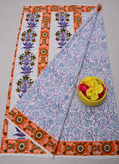 Wholesale Quantity MulMul Pure Cotton Hand Block Printed Saree