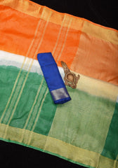 Bulk Quantity Tri-Color Cotton Linen Saree (MOQ 10 Sarees)