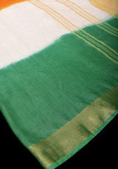 Bulk Quantity Tri-Color Pure Linen Saree (MOQ 10 Sarees)