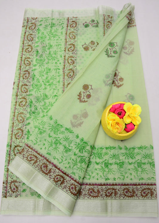 Wholesale Price Hand Block Printed Kota Doria Sarees